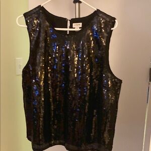 J. Crew Black Sequin Tank Top Sleeveless